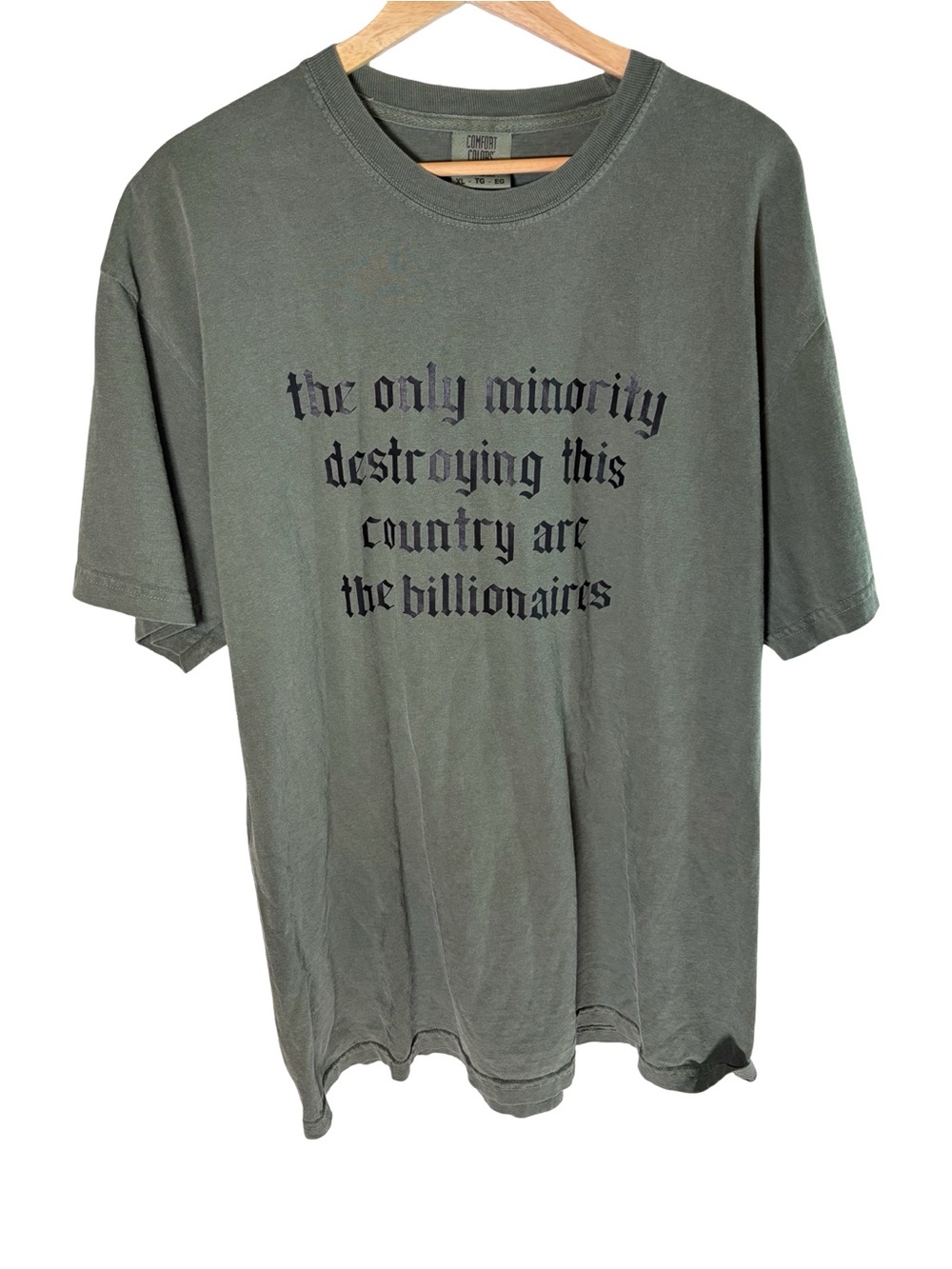 Comfort colors Olive Graphic Crew Neck T-Shirt with Gothic Text
